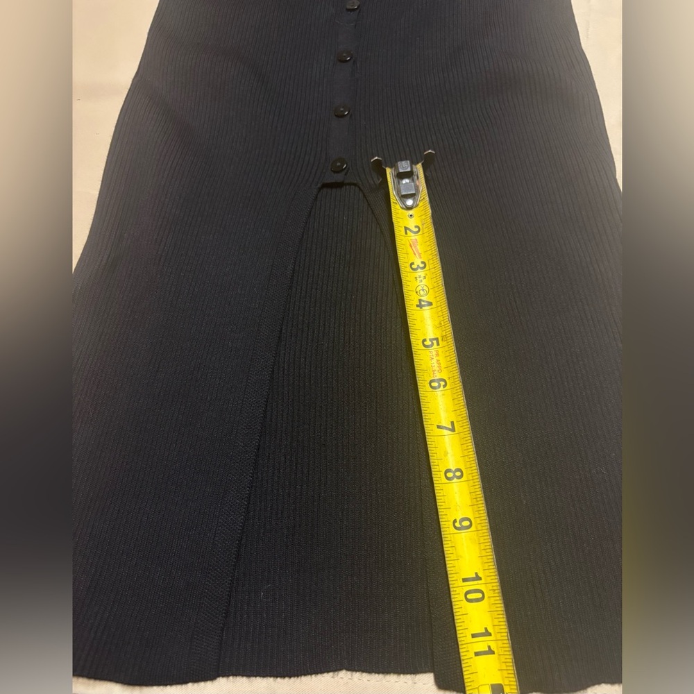NEW Fashion Nova Women Small Ribbed Maxi Dress Long Sleeve Black Button Up Slit - Picture 9 of 13